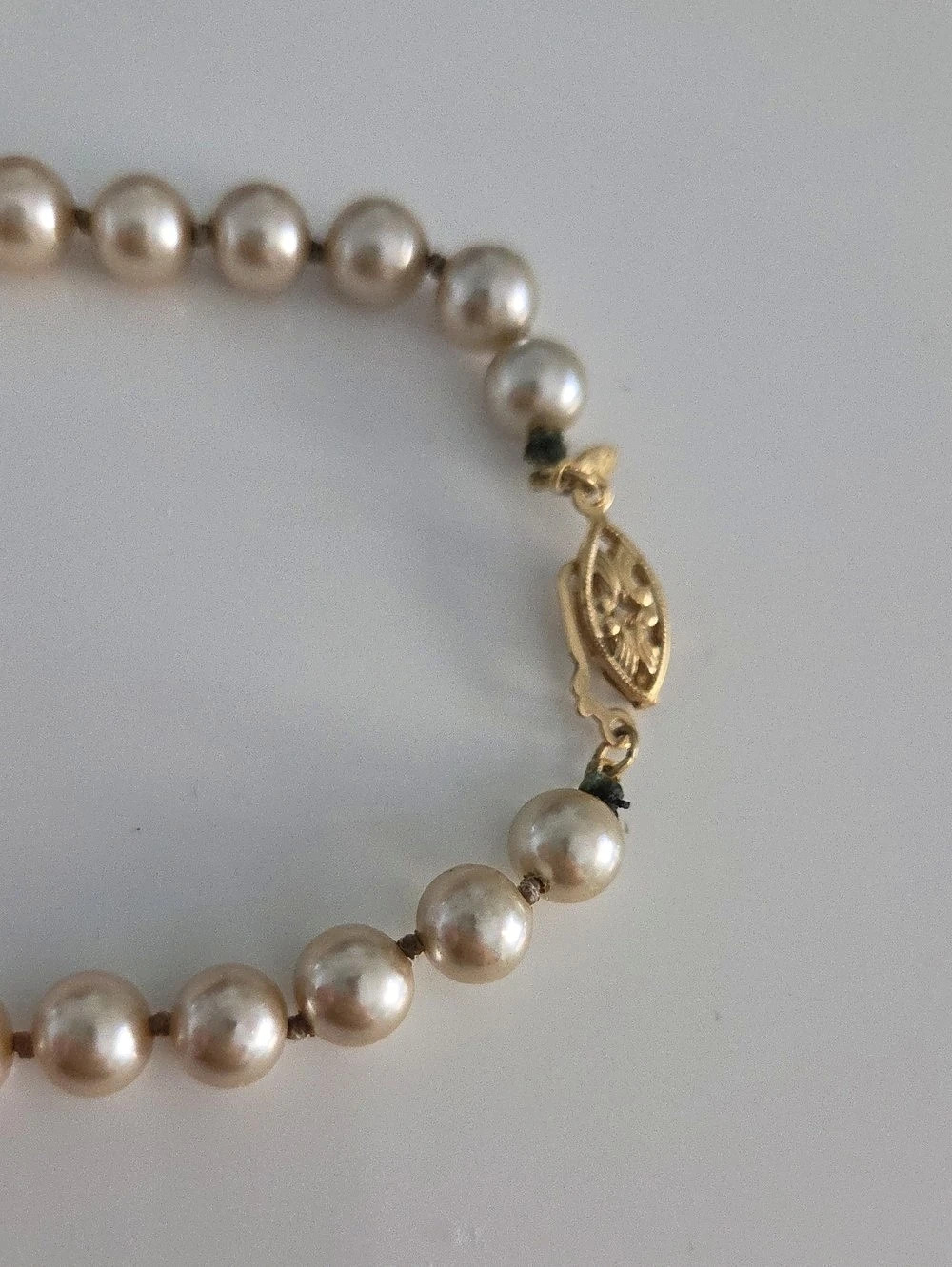 Napier Pearl Bead Necklace in White & Gold